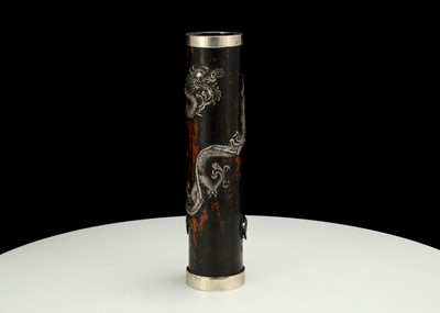 Lot 438 - A Chinese export silver-mounted wood game...