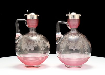 Lot 454 - A pair of Victorian silver-mounted glass...