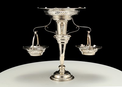 Lot 377 - A George V antique sterling silver epergne,...