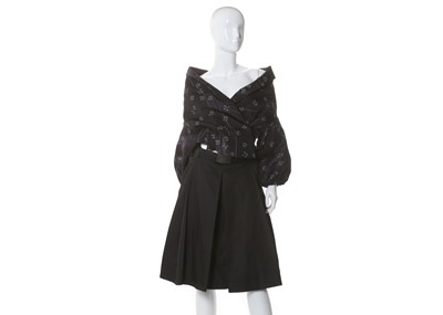 Lot 523 - Prada black silk jacket, printed with white...