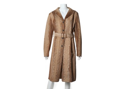 Lot 267 - Prada python skin trench coat, honey brown,...