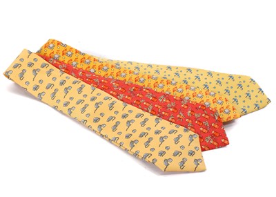 Lot 338 - Hermes silk ties, four of various whimsical...