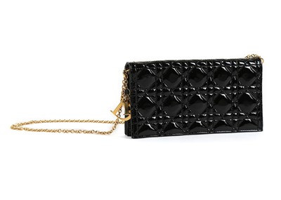 Lot 573 - Christian Dior black Cannage patent leather...