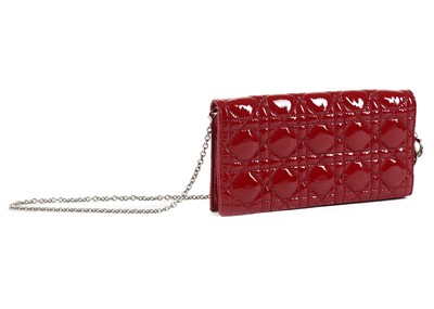 Lot 230 - Christian Dior red Cannage patent leather...