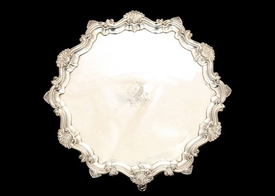 Lot 390 - A George IV antique sterling silver salver,...