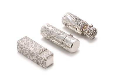 Lot 150 - Three Victorian antique sterling silver scent...
