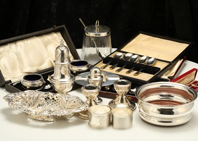 Lot 86 - A mixed group of antique sterling silver items...