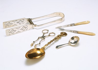 Lot 96 - A mixed group of antique sterling silver items,...