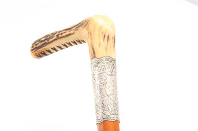 Lot 144 - A Victorian silver walking cane, Birmingham...