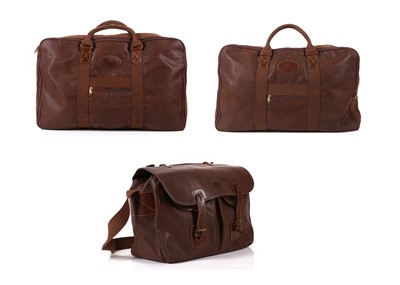 Lot 337 - Two vintage Mulberry suitcases, brown grained...