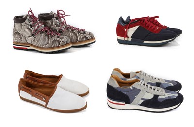 Lot 377 - Four pairs of unworn men's Moncler shoes, to...