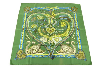 Lot 429 - Hermes 'De Tout Coeur' silk scarf, designed in...