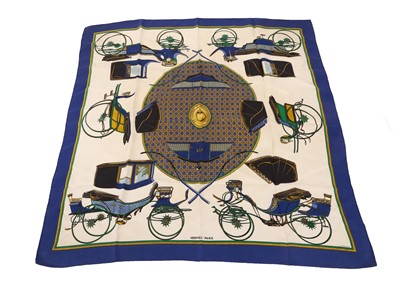 Lot 406 - Hermes 'Les Voitures a Transformation' silk...