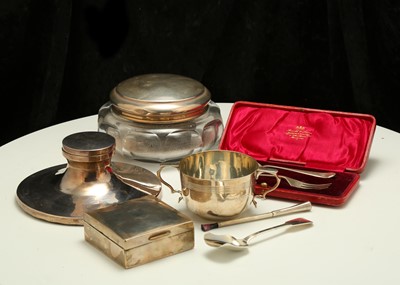 Lot 74 - A mixed group of antique sterling silver items,...