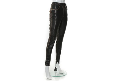 Lot 557 - Gianni Versace black leather trousers, 1990s,...