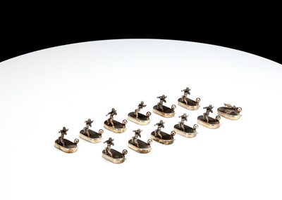 Lot 336 - A set of twelve Italian silver place card...