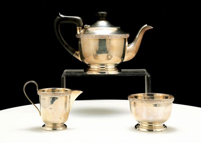 Lot 483 - A George VI Three piece tea sterling silver...