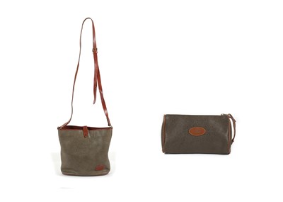 Lot 369 - Two vintage Mulberry khaki Scotchgrain bags,...