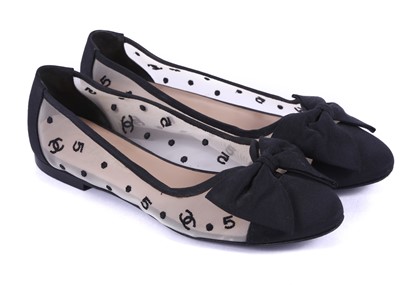 Lot 504 - Chanel Number 5 mesh flats, c.2009, white mesh...