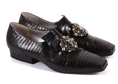 Lot 506 - Rare Chanel black lizard skin and diamante...