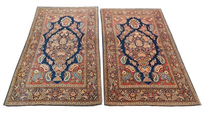 Lot 7 - A PAIR OF FINE KASHAN RUGS, CENTRAL PERSIA,...