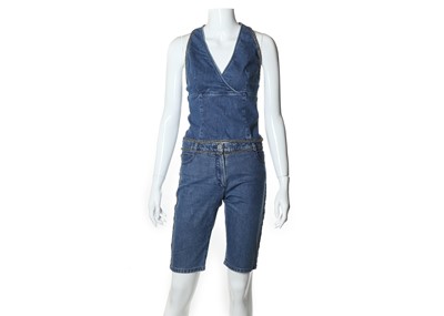 Lot 395 - Chanel denim shorts and matching halterneck...