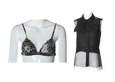 Lot 522 - Chanel black net blouse, dated 2002, with...