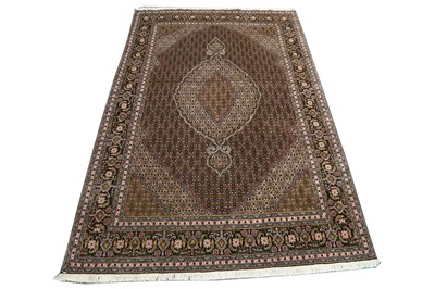 Lot 58 - A FINE WOOL & SILK MAHI TABRIZ CARPET, NORTH...