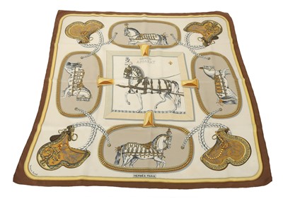 Lot 307 - Hermes 'Grand Apparat' silk scarf, designed in...
