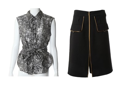 Lot 563 - Yves Saint Laurent black wool culottes, with...