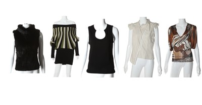 Lot 358 - Designer tops, to include a Gucci brown swirl...