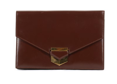 Lot 240 - Hermes Bordeaux box calf Pan clutch, c.1984,...