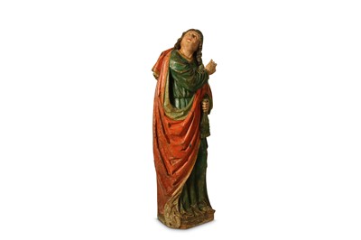 Lot 42 - A LARGE 16TH CENTURY POLYCHROME LIMEWOOD...