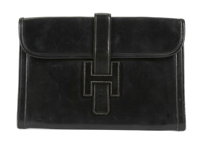 Lot 460 - Hermes black Jige clutch, c.1981 (date mark...