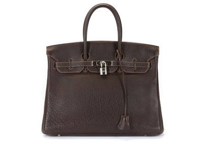 Lot 208 - Hermes Nicotine/Cocao Buffle Skipper Birkin 35,...