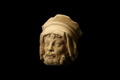Lot 23 - A FRENCH GOTHIC LIMESTONE HEAD, PROBABLY 13TH...