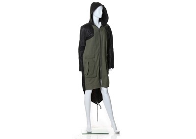 Lot 441 - Alexander Wang coat, khaki and black leather...