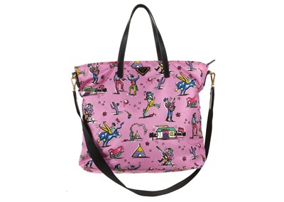 Lot 299 - Prada pink printed nylon shopper, c.2017,...