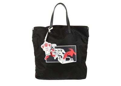 Lot 536 - Prada black printed nylon shopper, c.2017,...