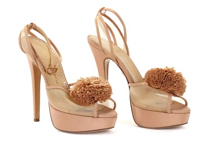 Lot 302 - Charlotte Olympia nude Pom Pom heels, nude...