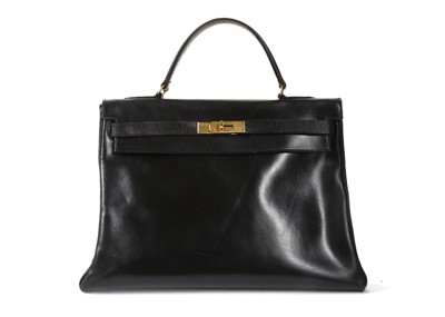 Lot 454 - Hermes black box calf Kelly Retourne 35, 1960s,...