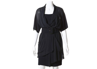 Lot 415 - Chanel navy ensemble, 1990s, comprising a wool...