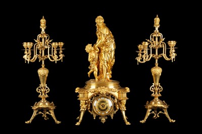 Lot 141 - A FINE NAPOLEON III GILT BRONZE FIGURAL CLOCK...