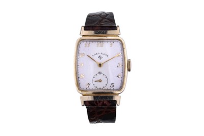 Lot 48 - LORD ELGIN. A 14K GOLD MANUAL WIND WRISTWATCH....