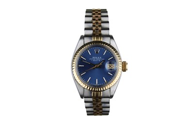Lot 2 - ROLEX. A LADIES STAINLESS STEEL AND 18K GOLD...