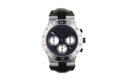 Lot 51 - BVLGARI. A STAINLESS STEEL QUARTZ CHRONOGRAPH...
