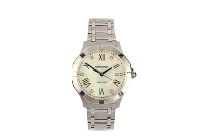 Lot 77 - CONCORD. A STAINLESS STEEL QUARTZ CALENDAR...