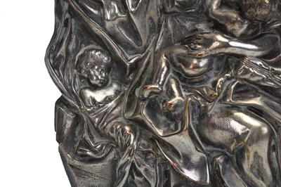 Lot 56 - AN 18TH CENTURY ITALIAN SILVERED BRONZE RELIEF DEPICTING CHARITY