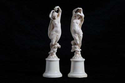 Lot 27 - A PAIR OF 19TH CENTURY FRENCH DIEPPE IVORY...