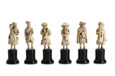 Lot 40 - A SET OF SIX LATE 19TH CENTURY CARVED IVORY...